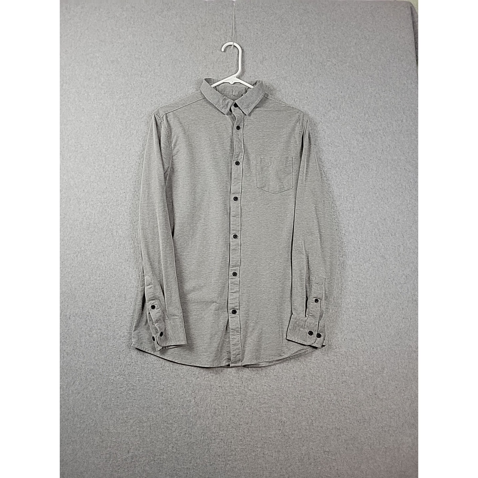 Kenneth Cole Ny Gray Knit Ls Button Up Shirt Men's Medium Stretch